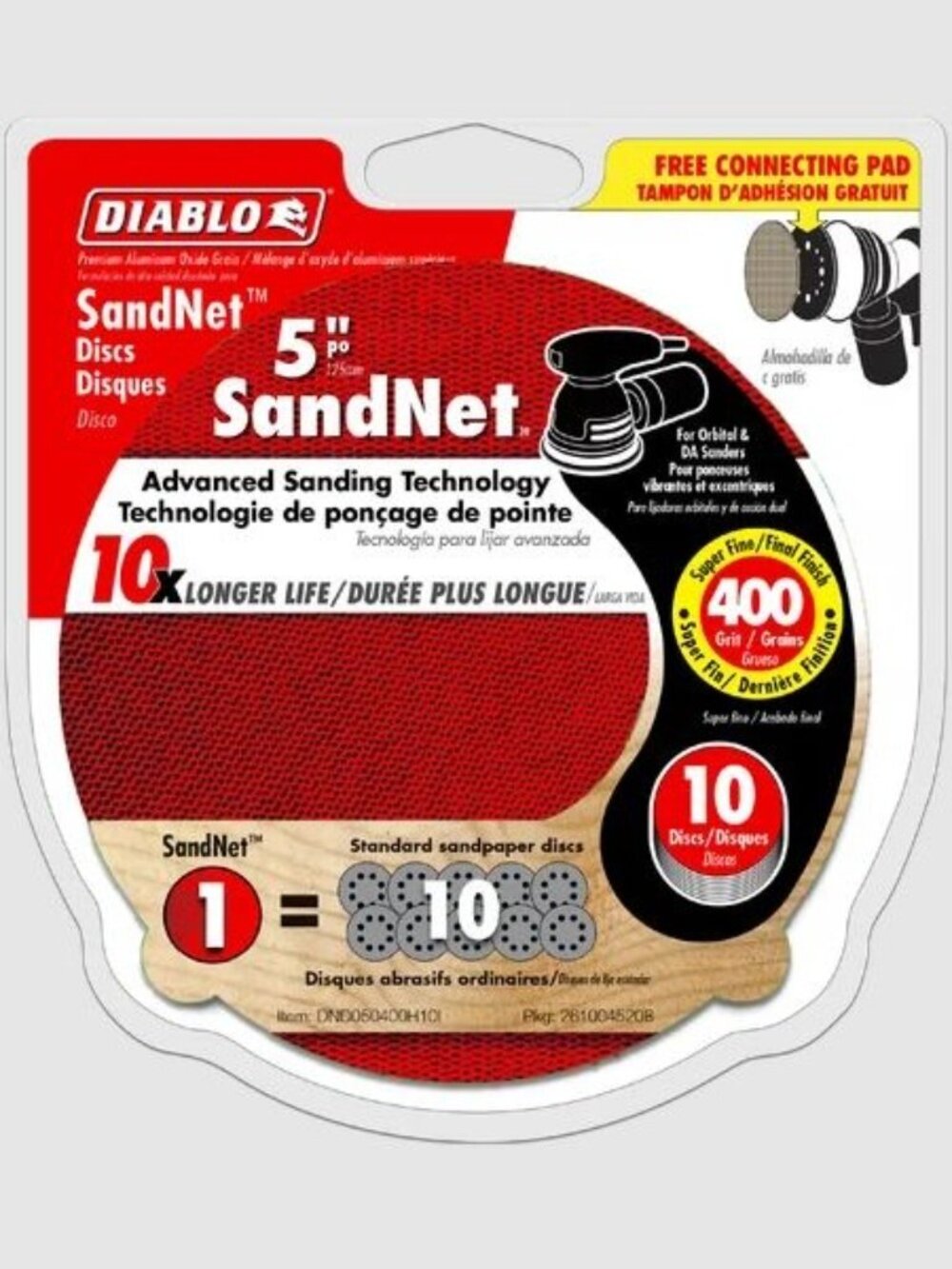 DIABLO 5 in. 400-Grit SandNET Sanding Discs with Connection Pad